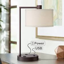 Colby Bronze Finish Desk Lamp With Outlet And Usb Port 55p27 Lamps Plus Desk Lamp Bedside Night Stands Table Lamps For Bedroom