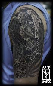 Angel Lady Justice B W Sculpture Half Sleeve Tattoo Cool Half Sleeve Tattoos Tattoo Sleeve Designs
