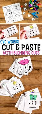 Choose from color or black and white versions. Cvc Cut Paste Worksheets Phonics Cards