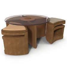 5pc cove brown cherry wood coffee table set w stools. Round Coffee Table With Seating Underneath 3d Model 49 Obj 3ds C4d Ma Max Free3d