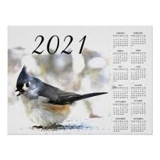 Tufted Titmouse Bird 2021 Animal Calendar Poster Zazzle Com In 2020 Titmouse Bird Titmouse Calendar Poster