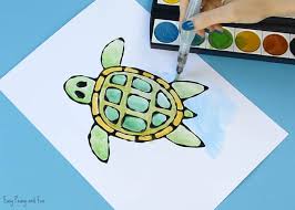 Do you love watercolor painting but are blanking on what to paint? Turtle Black Glue Resist Art Easy Peasy And Fun