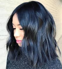 Raven Black Choppy Lob Hair Color For Black Hair Thick Hair Styles Medium Hair Styles