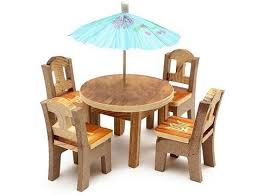 Mini Ahsap Semsiyeli Masa Sandalye Seti Toptan Oyuncak Egitici Materyal Puzzle