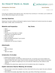 Do I Need It Wants Vs Needs Lesson Plan Education Com Lesson Plan Education Com Plants Lesson Plans Plant Lessons Lesson
