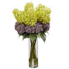 Sunflower statice, yellow purple, glass bubble, 10wx10dx8h yf174. Giant Mixed Purple And Yellow Hydrangea Silk Flower Arrangement All Seasons Gifts