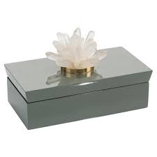 John Richard Modern Classic Gray Box Quartz Decorative Box Decorative Boxes Silver Antique Mirror Modern Classic
