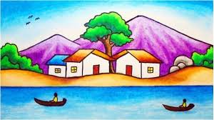 Karena dari lukisan ini terdapat sungai yang mengalir dan atap rumah dari jerami. 37 Gambar Ilustrasi Pemandangan Dan Rumah Paling Baru Lingkar Png