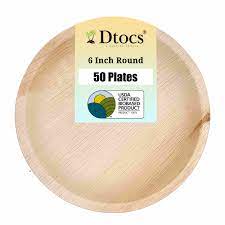 Amazon.com: Dtocs Palm Leaf Plate 6 Inch Round Plate (Pack 50) | Disposable  Bamboo Plate Like Eco-Friendly Compostable Dessert Plate Set | Elegant,  Sturdy Appetizer Plates Like Heavy Duty Paper Plates :