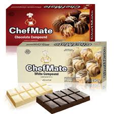 Bahan utama dari coklat compound ada bubuk cocoa, yang artinya jenis coklat ini akan lebih mudah di cairkan tanpa di tempering. Pt Ares Kusuma Raya
