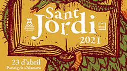 Sant cugat recupera la celebració al carrer de sant jordi, patró de catalunya i dia del llibre i de la rosa, amb tot un seguit de propostes culturals més enllà del 23 d'abril: Diada De Sant Jordi 2021