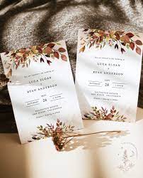 Rustic Fall Wedding Invitation Template Autumn Wedding Etsy Fall Wedding Invitations Wedding Invitation Templates Wedding Invitations