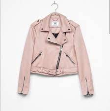 Bershka Pink Suede Moto Jacket Hoodie Fashion Leather Jackets Women Faux Suede Biker Jacket