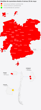 Visor de mapas con presenta información del reporte diario y del informe epidemiológico del ministerio de salud. Estas Son Todas Las Comunas Que Seguiran En Cuarentena Hasta El Viernes 29 De Mayo Capucha Informativa