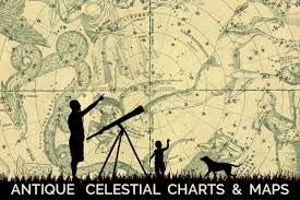 Antique Celestial Charts Maps Design Cuts