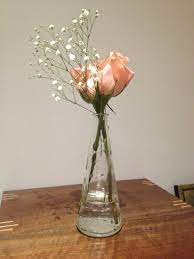 Vintage Single Flower Vase With Pink Roses And Baby S Breath Single Flower Flower Vases Vase