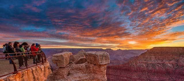 South Rim Golden Hour: Mather Point at sunset, AI generated