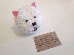 Pom Pom Westie West Highland Terrier Dog Handmade With British Wool Gifts Handmade Westies