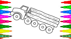 Boys also love to color! Logging Construction Truck Drawing And Coloring For Kids Coloring Pages For Kids Youtube