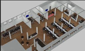 Open Office Concept With Enclosed Meeting Spaces Larger And Small Bigger Workstations Open Office Future Office Workstation
