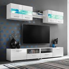 Eine ultramoderne fernsehwand fürs wohnzimmer Wohnwand Bergen Anbauwand Wohnkombi Wohnzimmer Weiss Hochglanz Eiche Artisan Matt