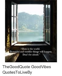 Here Is The World Beautiful And Terrible Things Will Happen Don T Be Afraid Thegoodquote Goodvibes Quotestoliveby Meme On Me Me