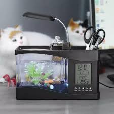 Mini Aquarium Usb Avec Lampe Led Et Ecran Fish Tank Mini Aquarium Cool Fish Tanks
