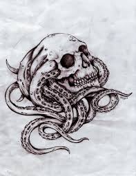 Classic Black Ink Octopus Skull Tattoo Design Skull Tattoo Design Skull Art Art Tattoo