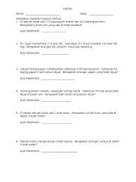 Soalan pendidikan islam tahun 1 ujian penggal pertama via www.pendidik2u.my. Latihan Matematik Tahun 2 Selesaikan Masalah