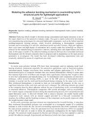 Pdf Modeling The Adhesion Bonding Mechanism In Overmolding