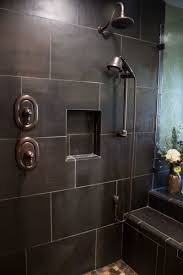 Slate Shower Wall Copper Shower Heads And Hardware Shower Niche Dark And Beautiful Custom Remodel Bathroom Wea Shower Niche Slate Shower Slate Bathroom