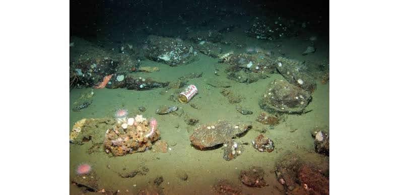 Man-made debris on the ocean floor, AI generated