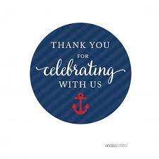 Thank You Navy Blue Nautical Baby Shower Circle Labels Stickers 40 Pack Walmart Com