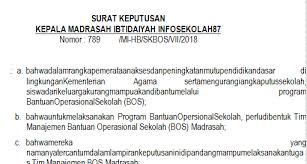 Gurunow.top contoh format sk tim bos reguler dan sk bendahara bos tahun 2020 ini bisa dibuat dalam sd, smp,sma/smk. Contoh Sk Bendahara Bos Madrasah 2019