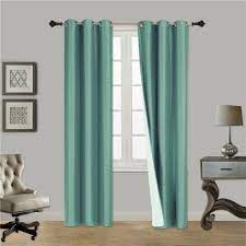 86 Hotel Quality Grommet Top Jacquard 1 Panel Teal Solid Thermal Foam Lined Blackout Heavy Thick Window Curtain Drapes Bronze Grommets 84 Length Walmart In 2021 Curtains Green Living Room Decor Living Room Drapes