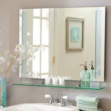 Check out our bathroom oval mirror selection for the very best in unique or custom, handmade pieces from our mirrors shops. Large 31 5 X 23 6 Rectangular Frameless Amyrilla With Shelf Wall Mirror By Decor Wonderland Walmart Com Walmart Com