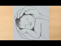 All the best mom and baby sketch 36+ collected on this page. Pencil Drawing Of Baby Sleeping Baby Drawing Baby Youtube
