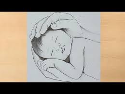 I love using watercolours, coloured pencils and charcoal to create artwork with! Pencil Drawing Of Baby Sleeping Baby Drawing Baby Youtube