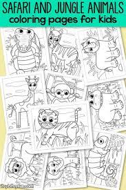 A coloring page set and a colored animal set include a bearcat or binturong an elephant an orangutan a sun bear and a tiger. Safari And Jungle Animals Coloring Pages For Kids Itsybitsyfun Com