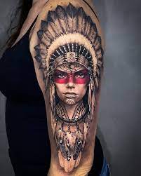 During ceremonies of adolescents, women got tattoos with two or three lines on their chin. Native American Woman Best Tattoo Ideas For Men Women