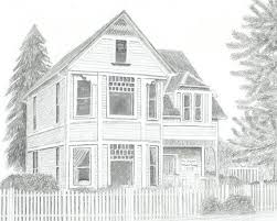 Drawing Historic Snohomish Victorian Home The Original Etsy Victorian Homes House Drawing Drawings