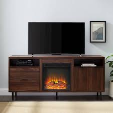 This is a classic choice that's easy to match. Walker Edison Mid Century Modern Fireplace Tv Stand For Most Flat Panel Tv S Up To 65 Dark Walnut Bb60fprthdw Best Buy
