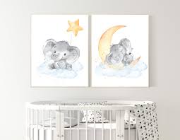 Finishing up a room, corner or area for a new baby? Nursery Decor Neutral Nursery Wall Art Elephant Moon And Stars Gender Neutral Baby Room Decor Elephant Balloon Elephant Nursery