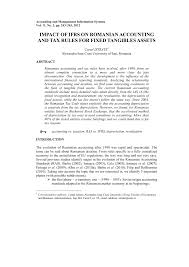 Pdf Impact Of Ifrs On Romanian Accounting And Tax Rules For