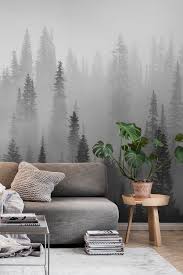Bedroom Black And White Wall Mural Misty Forest Black And White Wall Mural From Happywall Wallmural Wallpaper Grey Wallpapers Ha Forest Wall Mural Tree Wall Murals Black And White Wallpaper