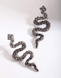 Gunmetal Diamante Snake Earring Lovisa Jewellery Australia Snake Earrings Halloween Jewelry Lovisa Jewellery