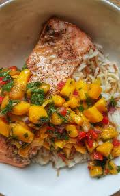 Healthy Baked Salmon With Mango And Coriander Salsa Recipe Healthy Baked Salmon Baked Salmon Greek Recipes