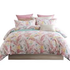 Discover textured sheets, vibrant bed linen and sustainably sourced cotton bedding sets at m&s. King Floral Pattern Duvet Cover Set Chic Leaves Bedding Sets 3 Pieces 1 Duvet Cover 2 Pillow Shams Pink Yellow And Green Print Hypoallergenic Microfiber With Corner Ties Zipper Closure Buy Online