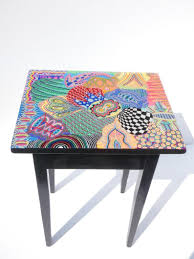 Hand Painted Table Funky Colorfully Painted Table One Of A Etsy In 2020 Hand Painted Table Painted Table Hand Painted