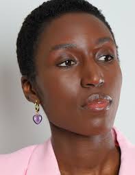 Natural Amethyst Heart Silver Gold Vermeil Hoop Earrings, Crystal Unique  Jewelry, Minimalist Hoops, February Birthstone Gemstone Jewellery